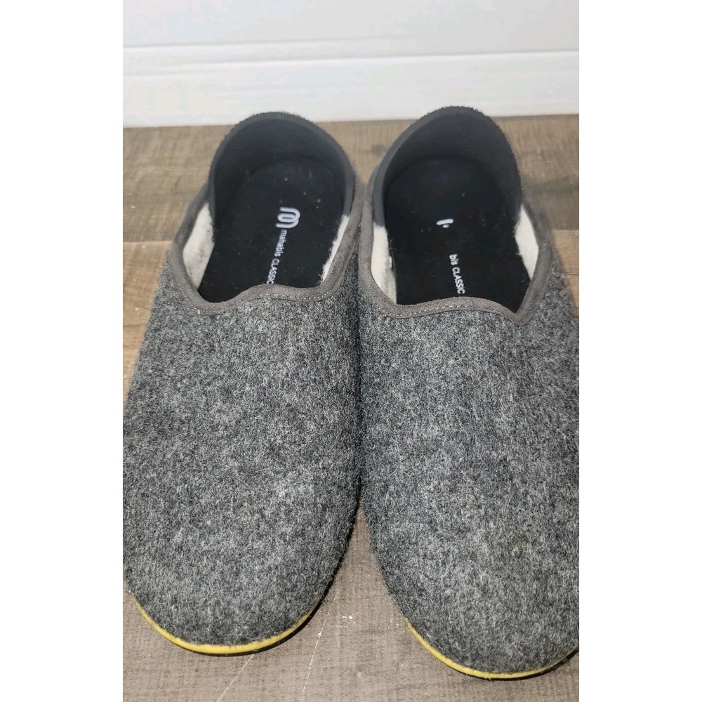 Mahabis Classic‎ Slipper Mens 6.5 Womens 8 Larvik Grey Yellow Wool CLA-A1V1 - Picture 2 of 7